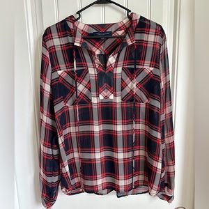 Tommy Hilfiger sheer plaid blouse